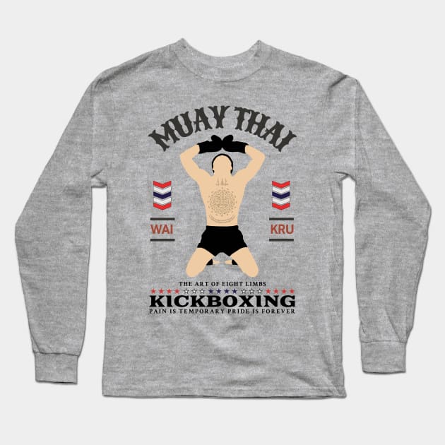 Vintage Muay Thai Wai Kru Long Sleeve T-Shirt by KewaleeTee